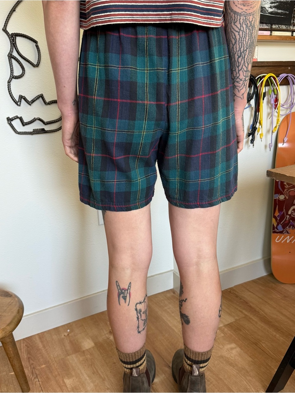 Vintage 80s 90s Tartan Plaid Flannel Loungewear Shorts Grunge ~ Size Small - Picture 5 of 8